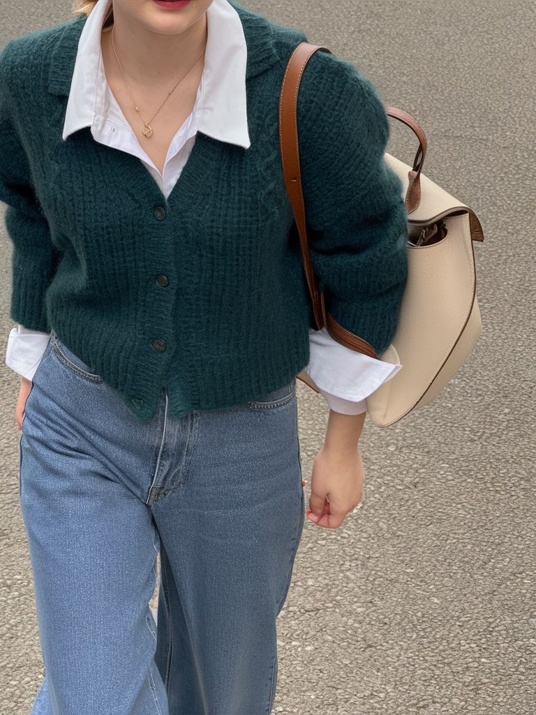 Mix layering áo cardigan