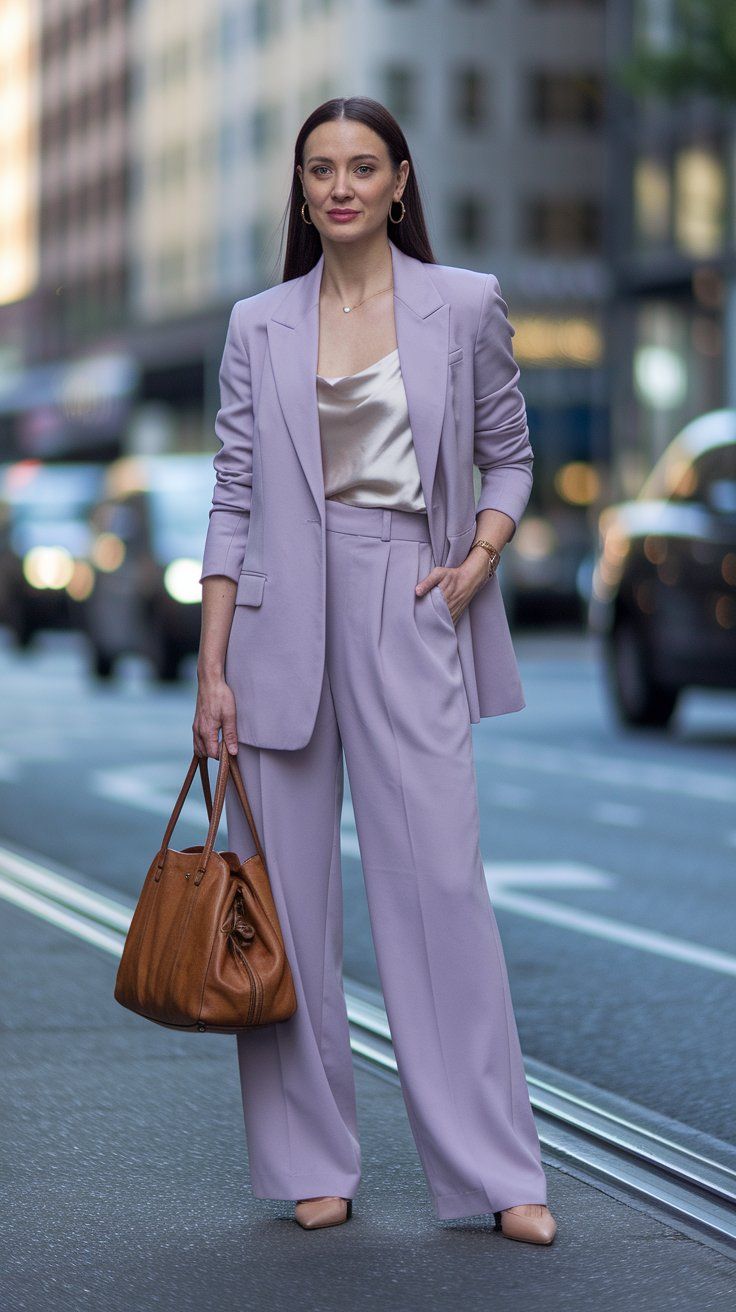 áo 2 dây lụa cùng suit đơn sắc tím