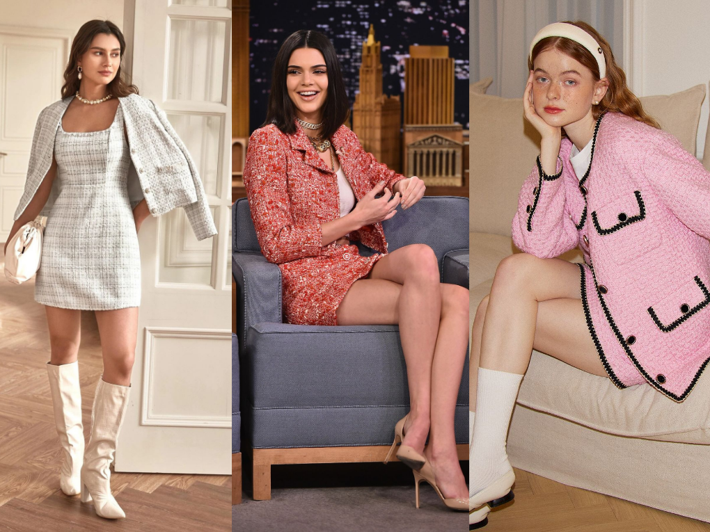 Phối đồ với dạ tweed chuẩn quý cô thanh lịch