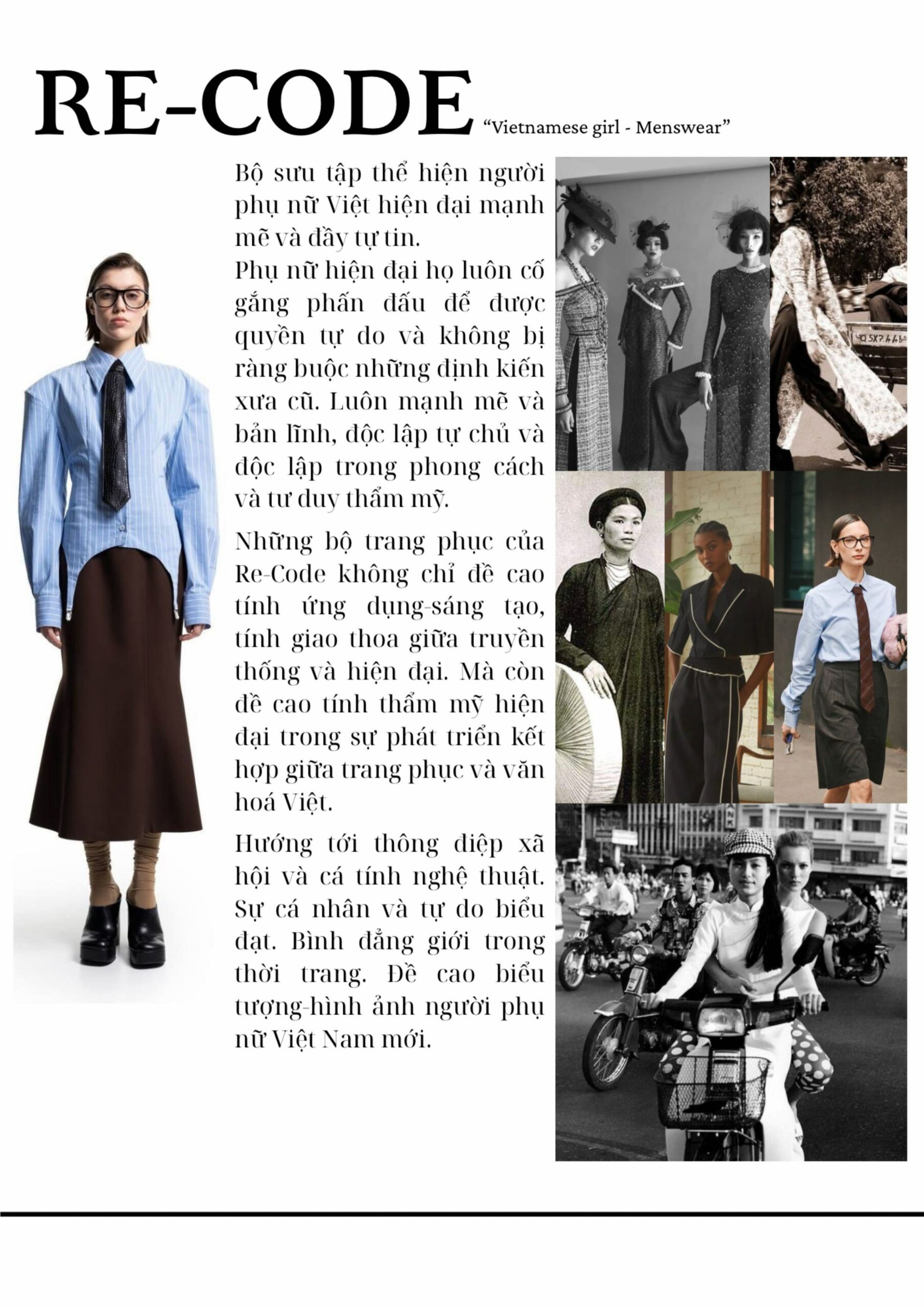 Hình ảnh thể hiện tinh thần bộ sưu tập RE - CODE by MGRACE và người phụ nữ hiện đại