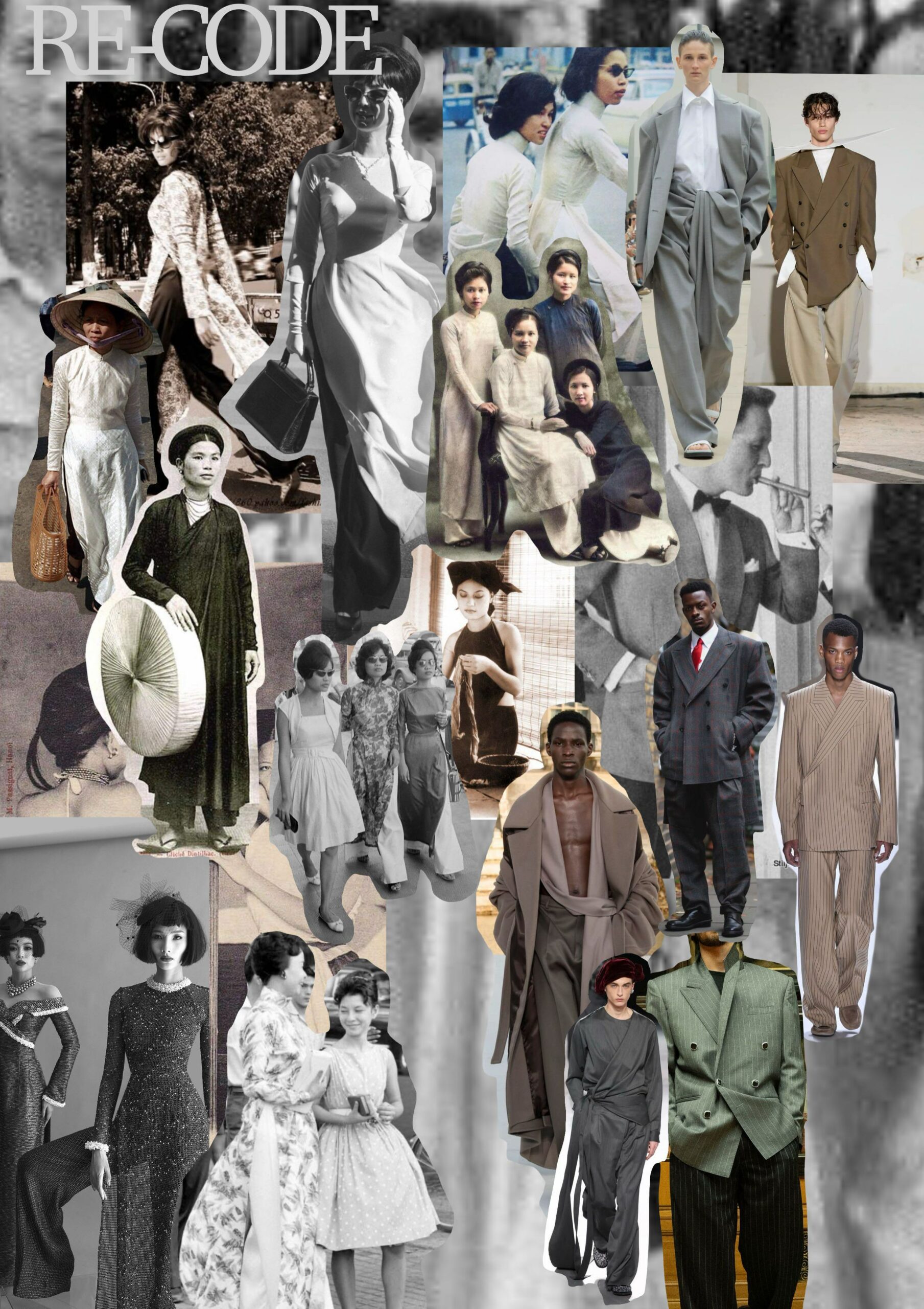 Moodboard thời trang Re-Code kết hợp nữ tính và menswear