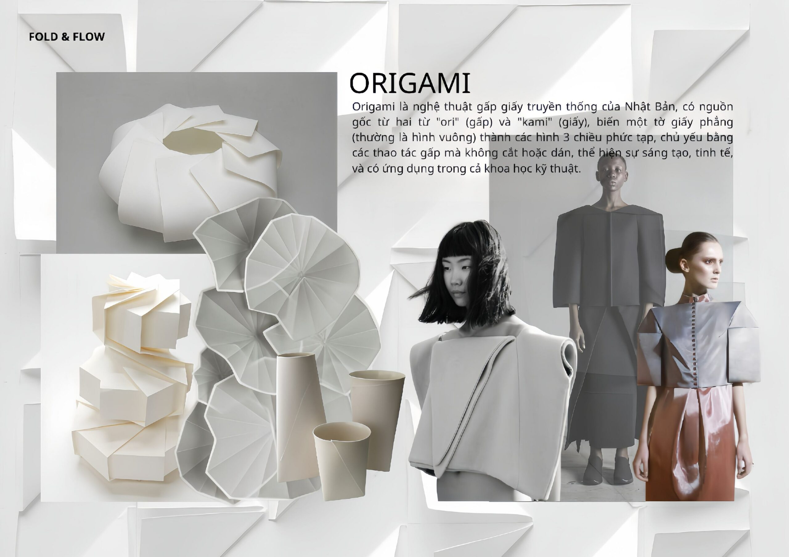 Đường gấp Origami tạo nên cấu trúc đầy tính nghệ thuật.