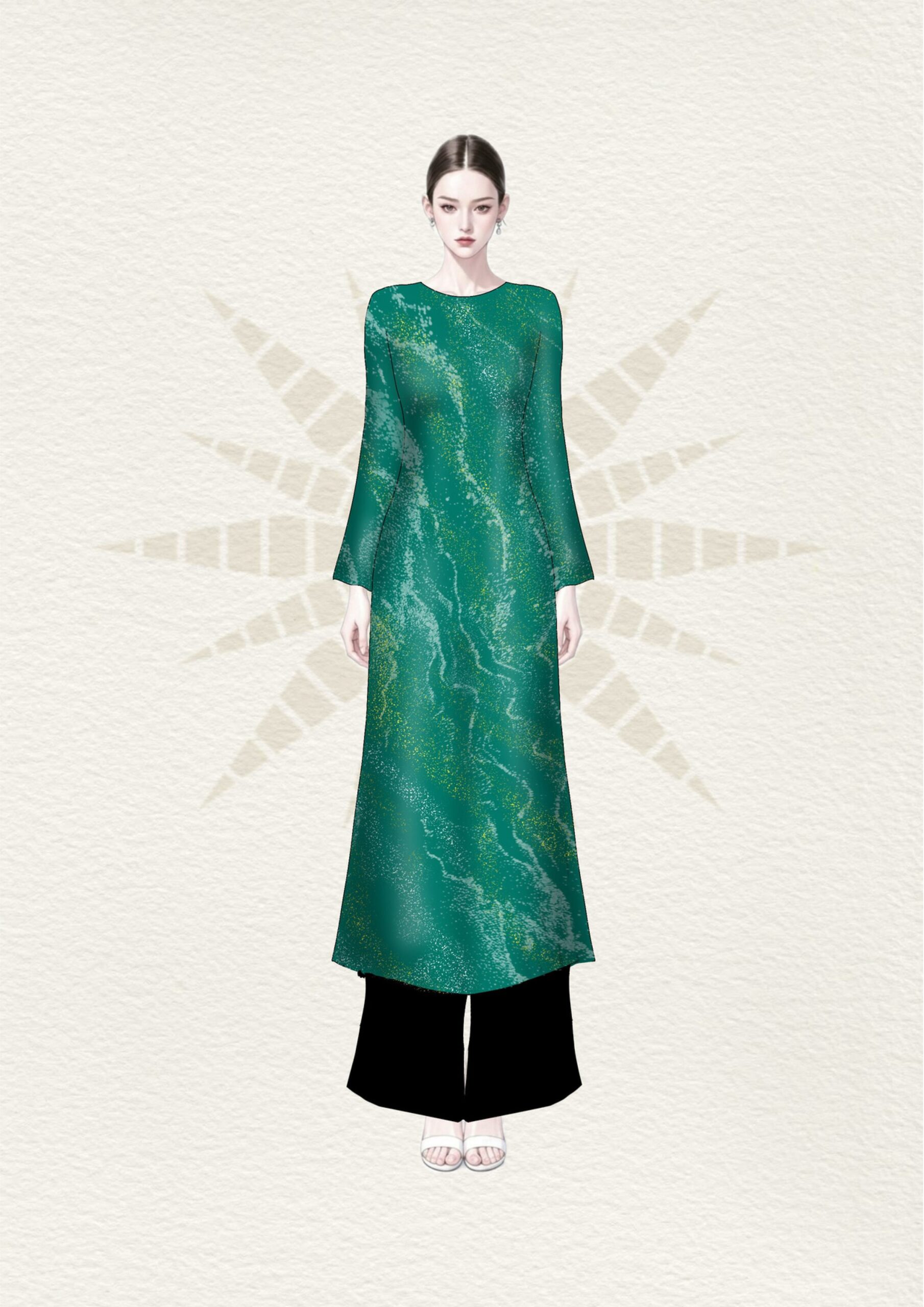 Emerald Marble Ao Dai Set