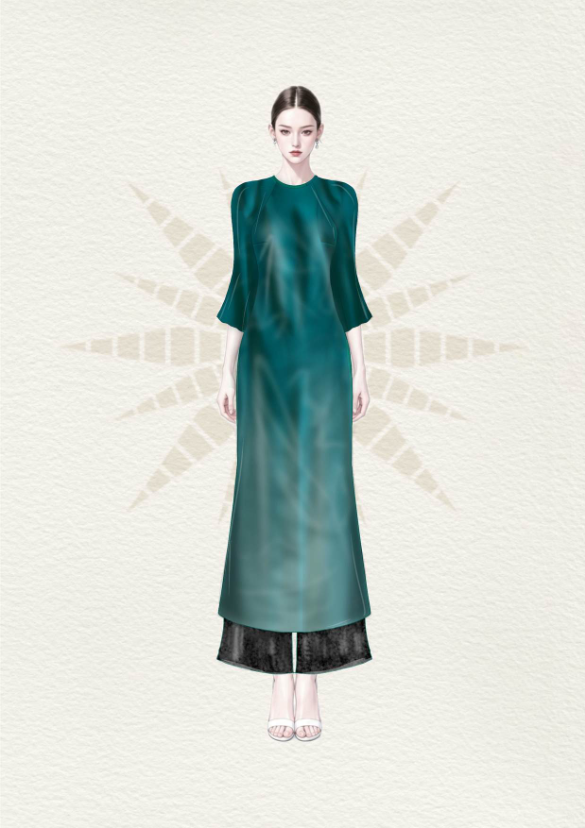 Emerald Silk Organza Ao Dai Set